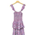 Abel the label  Smocked Bodice Floral Tiered Maxi Dress Pink/Purple size Small Photo 4