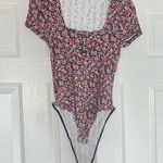 SO  floral square neck line bodysuit button up ribbed Photo 0