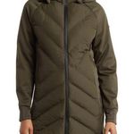 BCBGeneration Womens S Mixed Media Hooded Quilted Jacket in Loden NEW Photo 0