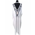 New Moroccan Embroidered Kaftan Dress Swim Coverup One Size S M L XL Women NWT White Photo 3