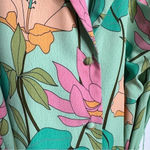 Lulus Totally Tropical Light Green Floral Print Button-Up Shirt Dress Small Photo 5