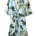 Peach Love California Peach Love Light Blue Palm Leaf Cutout Front Jumpsuit Romper Large Beach Cruise Photo 0