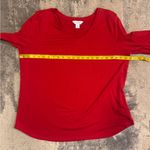 Liz Claiborne  Red Long Sleeve V-Neck Top Photo 5