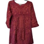 John Mark  Tunic Small V-Neck Embroidered 1/2 Sleeve Popover Oversized Photo 0