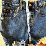 Levi's  Ribcage High Waist Button Fly Distressed Medium Blue Denim Shorts Size 25 Photo 8