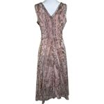 T Tahari Tahari Size S Womens Animal Print Maxi Pink & Brown Sleeveless Dress V Neck Photo 3