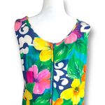 Vintage 90s Jams World Floral Sleeveless Dress Blue Pink Hibiscus Floral Print Size XS Photo 1