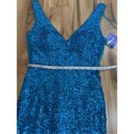 Morgan & Co New Chloé Sequined Gown Dress stretch Sz 5 fit sz Small Blue Photo 7