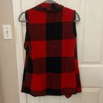 Unbranded Red and Black Buffalo Plaid Open Sleeveless Cardigan Vest with Pockets Photo 5