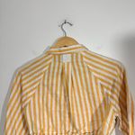 Free People Yellow White Cropped Striped Button Down Shirt Photo 6