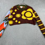 BDG Urban Outfitters Oversized Sweater Women Small Cropped Abstract Floral Daisy Photo 0