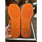 Larroude Women's Orange Gold Milan‎ Grommet Thong Sandals Size 10/11 $140 MSRP Photo 6