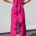 Commense Cotton Twist Detail Casual Jumpsuit Fuchsia Pink Minimalist Small Photo 4