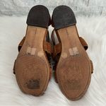 Vince Camuto Cognac Suede Fringe Flat Zip Sandals Size 7 1/2 Brass Chain Womens Photo 6
