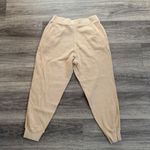 Pact  Women's Beige Waffle Pants Large Cropped Casual Jogger Photo 1