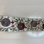 Calvin Klein  Y2K Boho Floral Embroidered White Genuine Leather Belt‎ Size M Photo 7