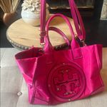 Tory Burch Hot Pink Ella Nylon Leather Trimmed Tote Carrier Bag Photo 1