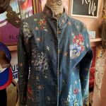 Denim&Co Blue Floral Embroidered Jean Jacket Size XS Photo 0