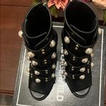 Karl Lagerfeld  Black Heeled Boots with Pearl Accents Photo 9