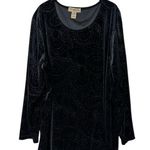 Notations  Woman Black Velvet Glittery Tunic Top Long Sleeve Stretch Size 3X Photo 0