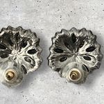 Vintage Estate Faceted Marquis Cut Black Gray Rhinestone Metal Earrings Photo 3