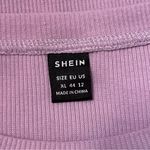 SheIn Purple Butterfly Embroidered Ribbed Drawstring Short Sleeve T-Shirt Photo 5