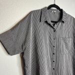 Umgee Boxy Button‎ Down Shirt Top Oversized Size M Fray Hem Half Sleeve Collared Black Size M Photo 3