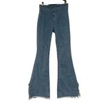 Show Me Your Mumu  Blue Austin Pull On Flare Raw
Fray Hem Jeans Agua Fria, Sz M Photo 1