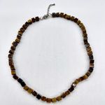 Tigers Eye Cube Shaped Necklace Brown Photo 1