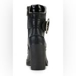 Karl Lagerfeld Black Leather Pearl Dottie Lace-Up Ankle Boots Heels Booties Photo 2