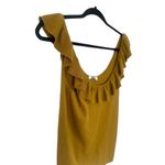 Madewell Womens Wakeford Ruffle Sweater Ribbed Tank Top Mustard Yellow Wool XL Photo 2
