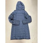 123 Paris Coat 44 Medium Navy Blue Hood Long Down Fur Coat Photo 1