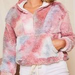 Peach Love California PEACH LOVE Sherpa Fleece Tie Dye Half Zip Mauve Photo 0