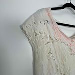 Free People Womens Castaway Boho Eyelet V-Neck Short Sleeve Blouse XS Photo 3