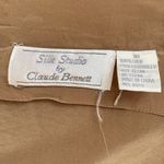 100% Silk Studio by Claude Bennett Open Front Matte Silk Pocket Cardigan Tan Size 10 Photo 3