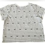 Messy Bun Just Chillin Black White Boston Terrier Dog Striped Cropped T Shirt Photo 1