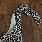 SheIn  White black and brown leopard animal print one shoulder swim top Photo 1