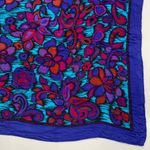 Floral Scarf Paisley Square Women Maximalist Eclectic Vintage Unique Bold Blue Photo 3