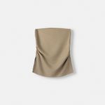 Bershka NWT  Ponte di Roma knit bandeau top with gathered detail. Size Large Photo 3