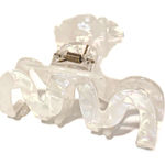 Anthropologie NEW -  Iridescent Glossy Pearl White Boho Chic Hair Claw Clip Photo 0