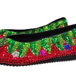 NWOT Charlie England City Sequined Holiday Flats Red/Green Ruby Slippers 9 Red Photo 1