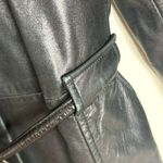 Vtg winlit ladies Y2K black leather jacket cinch waist size small retro Photo 10