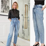 ANINE BING ‎ Women's Everly Paper Bag High Waist Jeans in Pond size 24 Photo 0