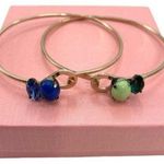 Vintage Blue and Green Bangle Clasp Rhinestone Bracelets Photo 0
