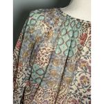 ZARA Blue/Pink/Purple Boho Floral Print Sheer Button Up Peasant Top, M Photo 5