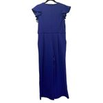 Tahari Jumpsuit Womens Medium Blue Flutter Sleeve Wide Leg Stretch Old Money Photo 2