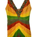 NWT Mandalay Multicolor Silk Beaded Pleated Mermaid Maxi Long Evening Gown Sz 4 Green Photo 2