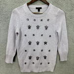 J.Crew  Sweater XS Purple Embellished Jeweled‎ Pullover Preppy Coquette Holiday Photo 0