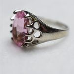 Source Unknown Stunning Pink Oval Crystal Silver Tone Size 13 1/2 Statement Glam Cocktail Ring Photo 2