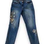 White House | Black Market WHBM Gold Embroidered Girlfriend Jeans Mid Rise Size 4 NWT Photo 1